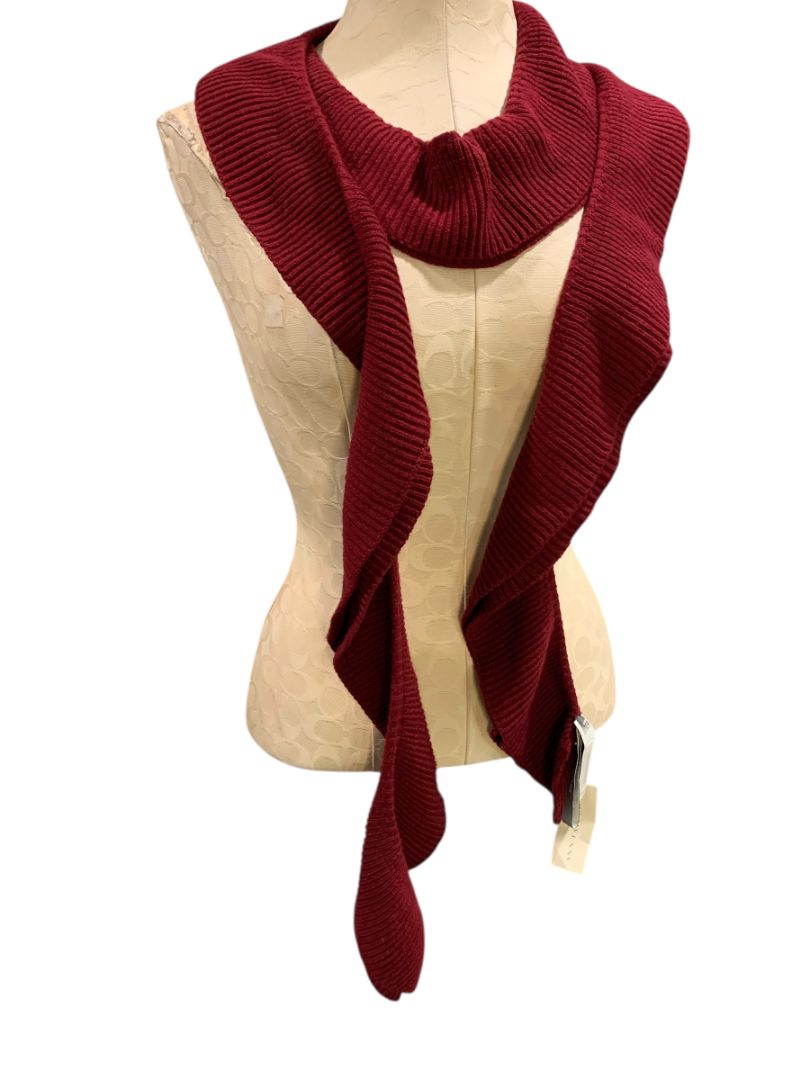 Ann Taylor Womens Ribbed Sweater Knit Scarf Merlot New Wool Blend