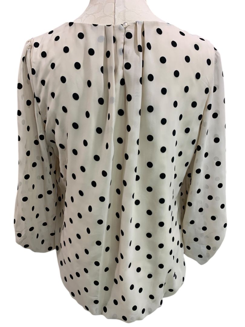 Large Sara Michelle Womens Sheer Sleeve Blouse Shirt Beige Banded