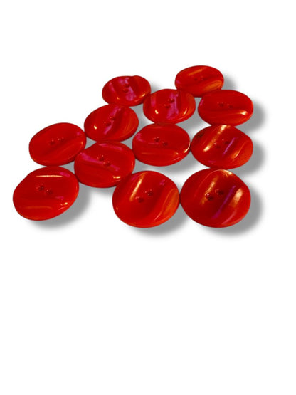 Set of 12 Midcentury Red Plastic Buttons  Craft Sew 1" Diameter