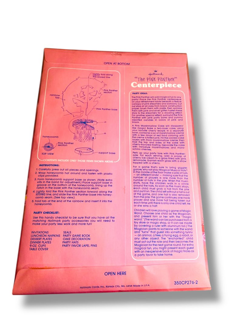 1981 The Pink Panther Centerpiece Hallmark Happy Birthday 15.5"