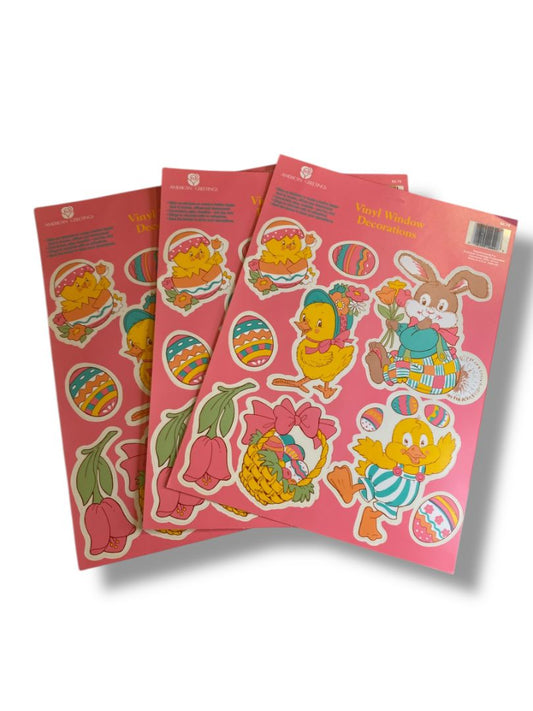 Vintage American Greetings Set of 3 Easter Vinyl Clings Window Decorations