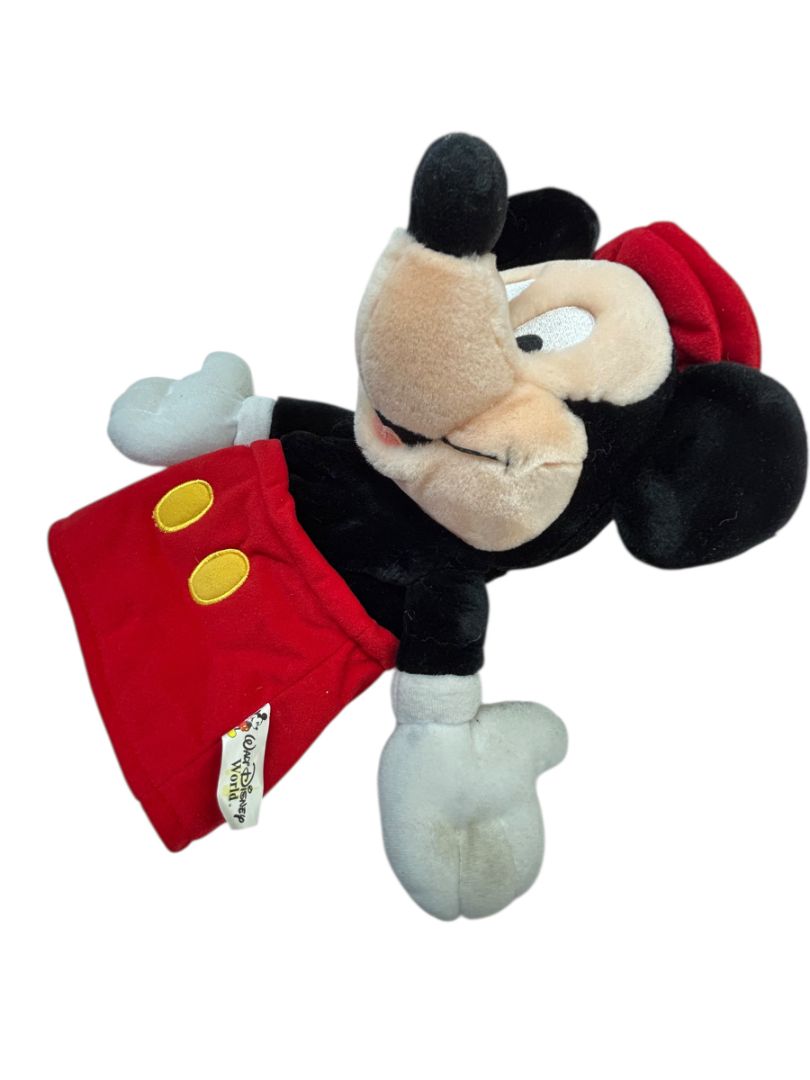 Vintage Walt Disney World Mickey Mouse Hand Puppet 12" Plush Red Hat