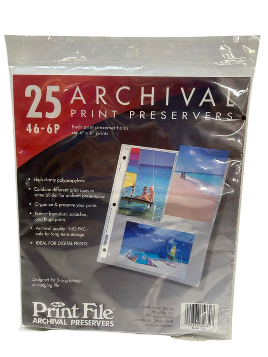 Print File 46-6P 4 x 6 Print Preservers Photo Pages 25 Pack New