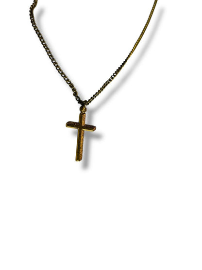 Vintage Goldtone .75" Cross Pendant Chain Necklace 16" Christian