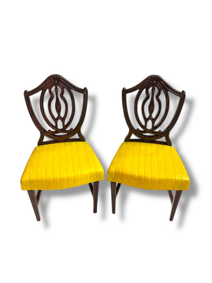 Vintage Ideal Plastic Dollhouse Miniature Dining Chairs Set Yellow Brown 3"h