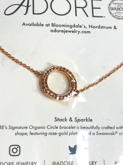 Adore Swarovski Stack and Sparkle Bracelet Rose Goldtone Organic Circle New