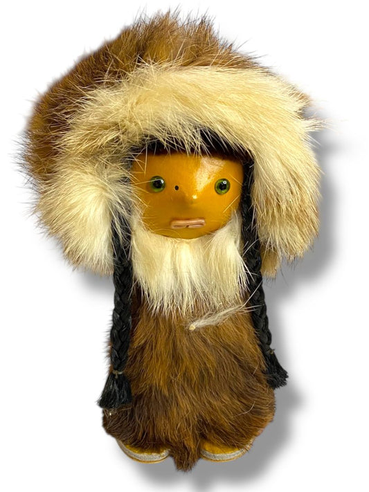 Vintage Illfelder Toy Co. Eskimo Inuit Rabbit Fur Leather Jacket 5.5"