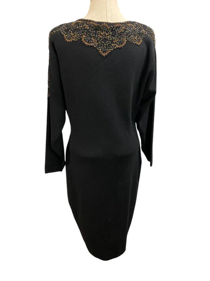 Size 14 Saks Fifth Avenue Wool Sweater Dress Beaded Vintage Hong Kong