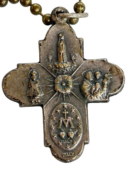 Holy Spirit Cross Medal Pendant Charm on Chain Italy Christianity Religious