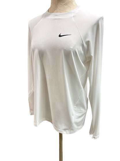 Large Nike Swim Womens New Nessa386 Hydroguard Swim Shirt White Long Sleeve