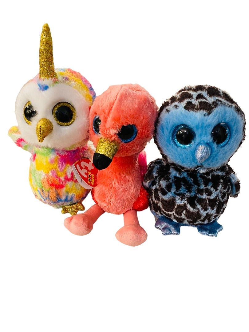 Ty Beanie Boos Stuffled Plush Gilda Flamingo Yago Owl Enchanted Unicorn Owl