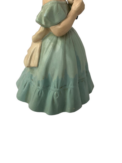 Holland Mold Vintage 1960s Chalkware Figurine Girl Blue Dress 10"h