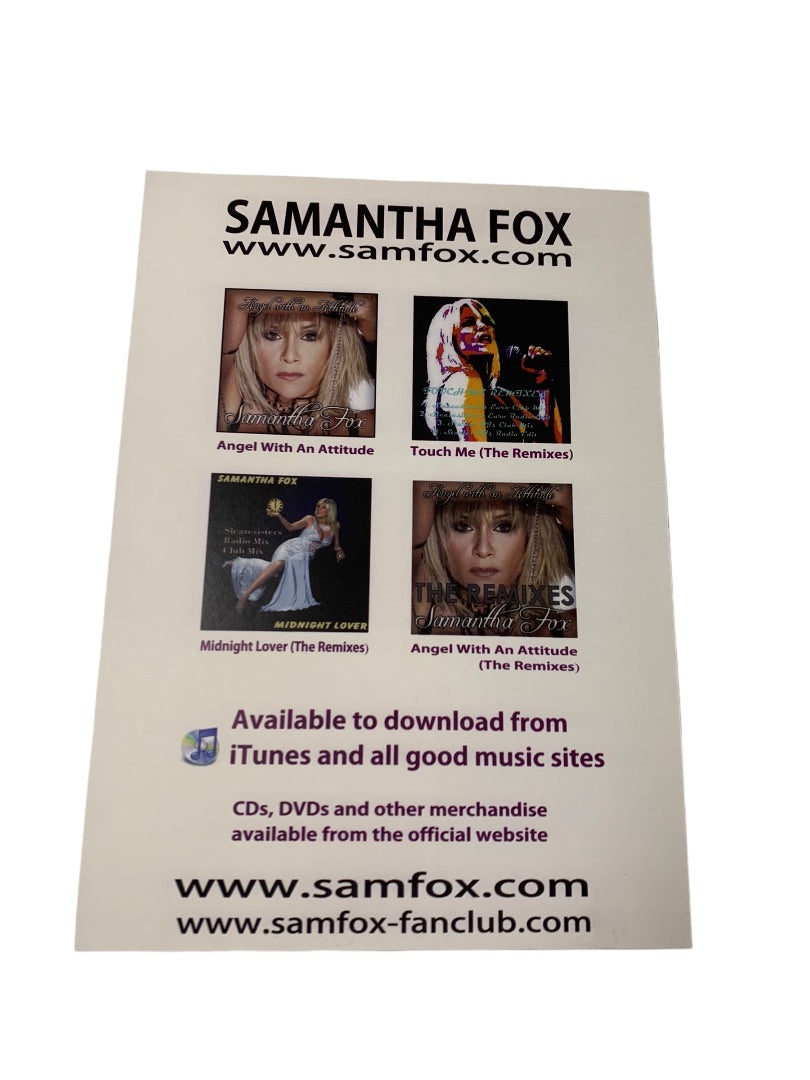 Samantha Fox Promotional Cardstock Flyer Personalized Autograph 6 x 8.5 Signed Black Corset