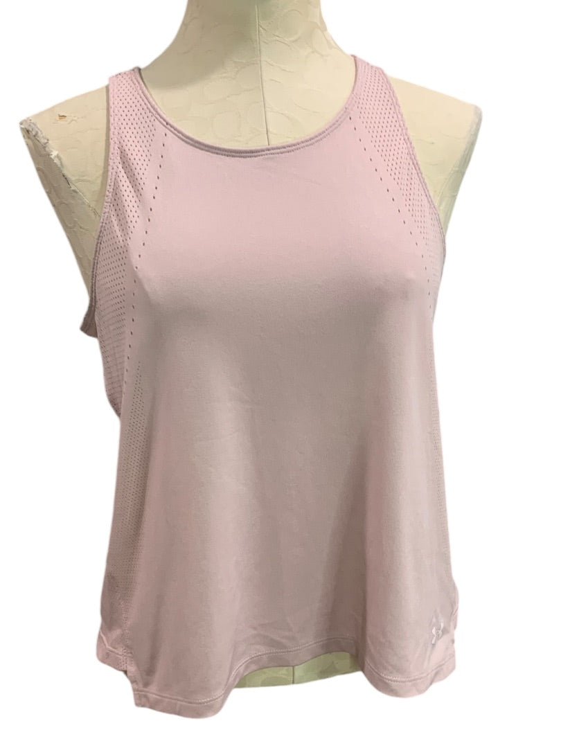 Small Under Armour Womens Pink Fitted Racerback Tank Activewear 1370059