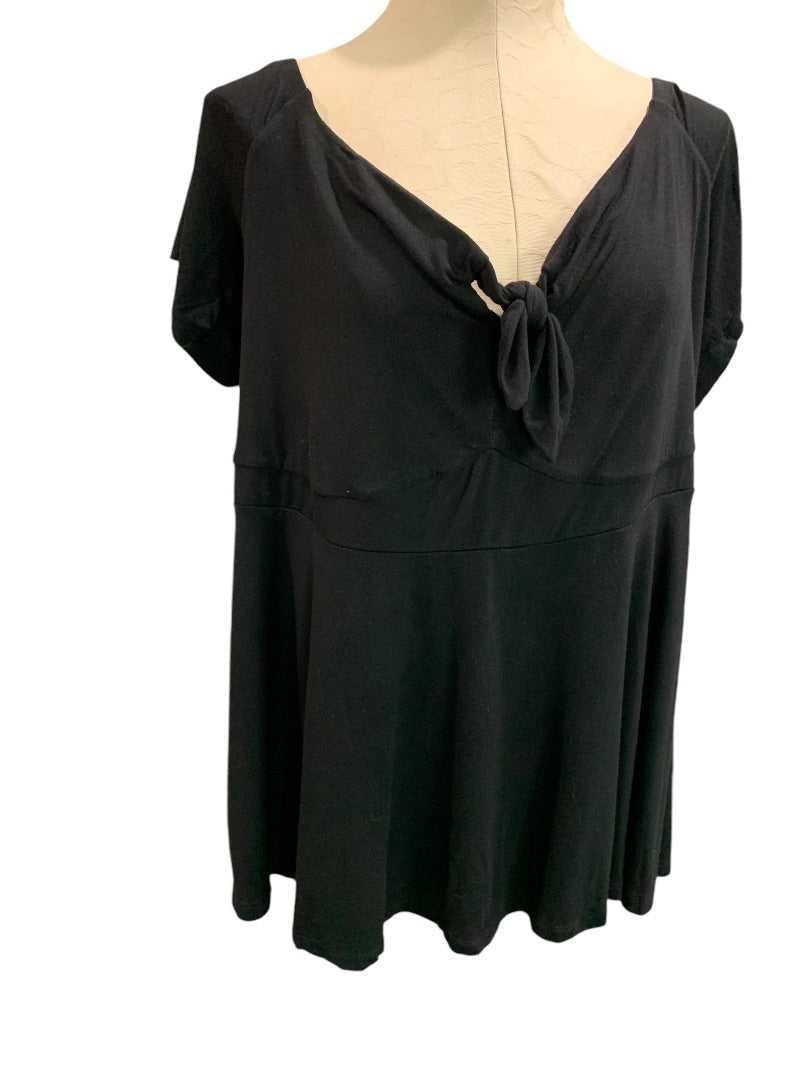 3X Torrid Super Soft Knit Womens Black Tie Keyhole Off Shoulder Wide Neck Tshirt