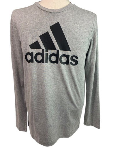 Small Adidas Mens New Long Sleeve Logo Tshirt Gray Heathered H14623