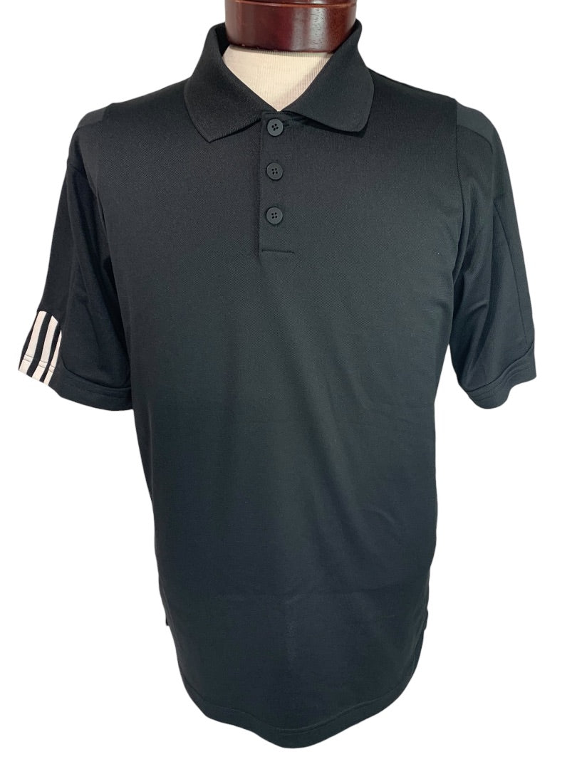 Small Adidas Mens New Black Golf Shirt Polo A76 MCL Stripe Cuff P77781 Climalite