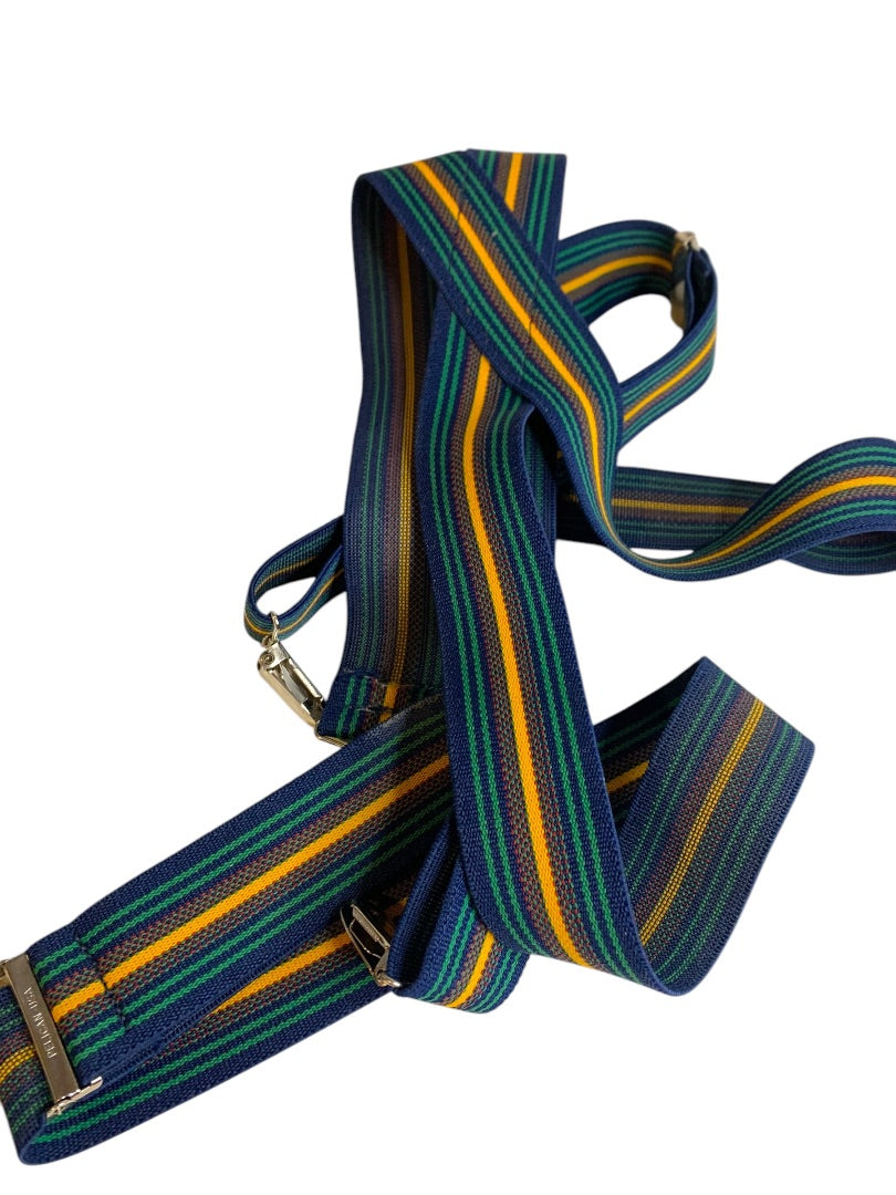 Vintage 1970s Mens Striped Adjustable Elastic Suspenders Pelican USA