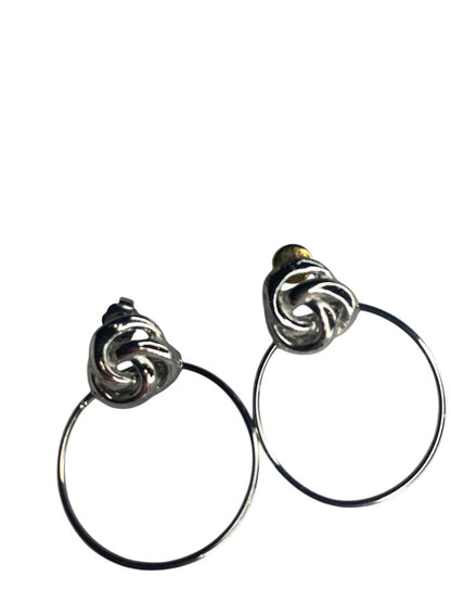 Silvertone Post Pierced Earrings Door Knocker Style 1.5 Inch