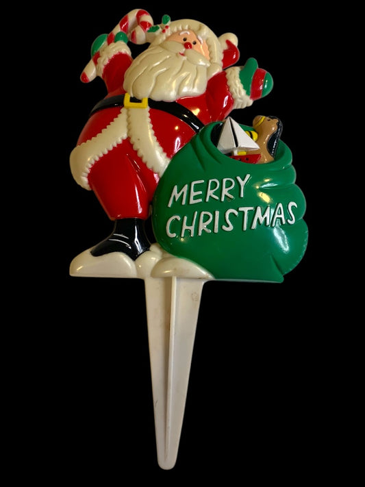 JSNY Santa Plastic Christmas Yard Lawn Stakes Decor 1990s