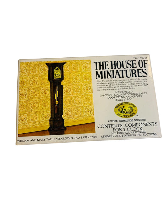 The House of Miniatures 40018 Vintage William and Mary Tall Case Clock X-Acto 1:12 New