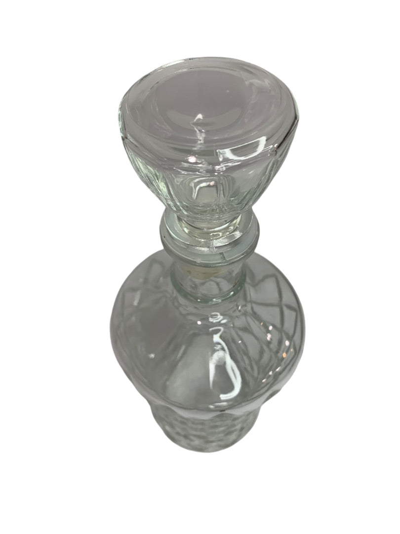 Vintage Cut Glass Liquor Decanter with Stopper Clear 9.5 Inch