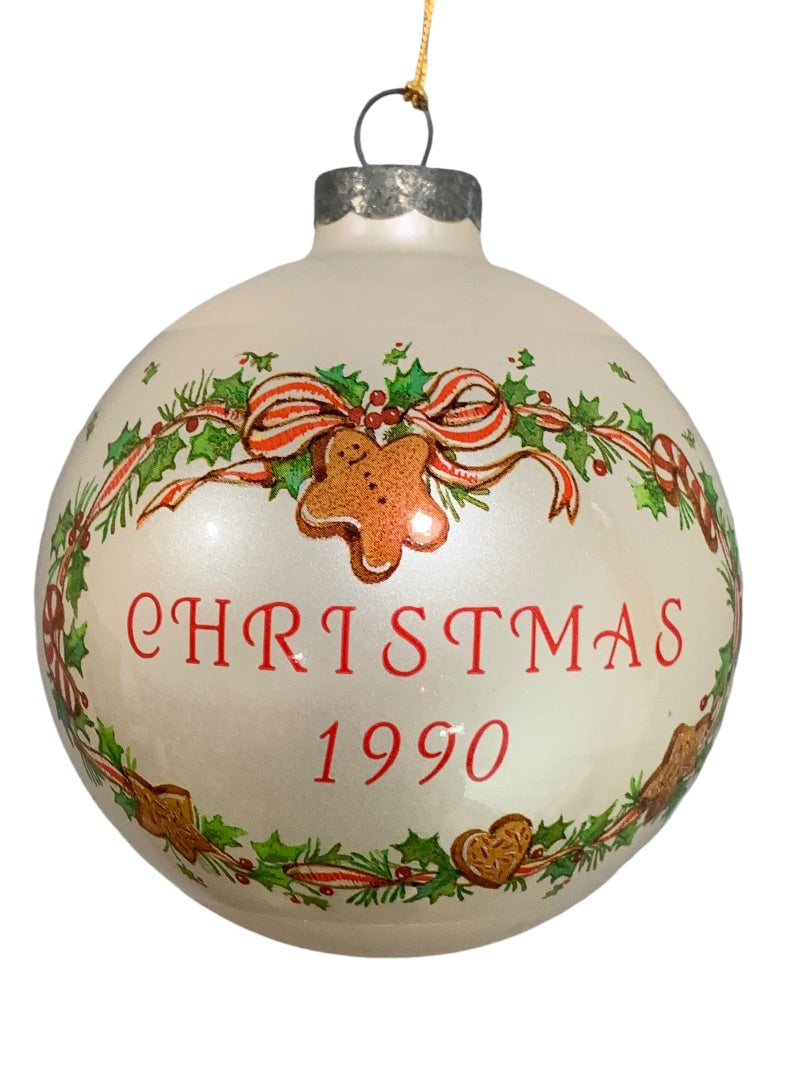 Current Vintage 1990 Grandma Glass Wrap Ornament Ball