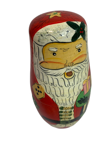 Vintage 1990s Santa Nesting Doll Matryoshka 5 Stacking Defects