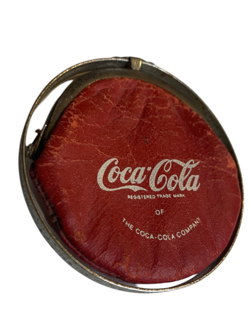 Vintage Coca-Cola Red Leather Change Purse Chrome Clasp