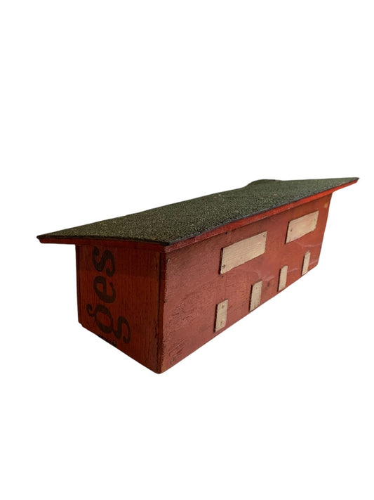 Vintage Primitive Wooden Farmhouse Miniature Outbuilding 1941 Red