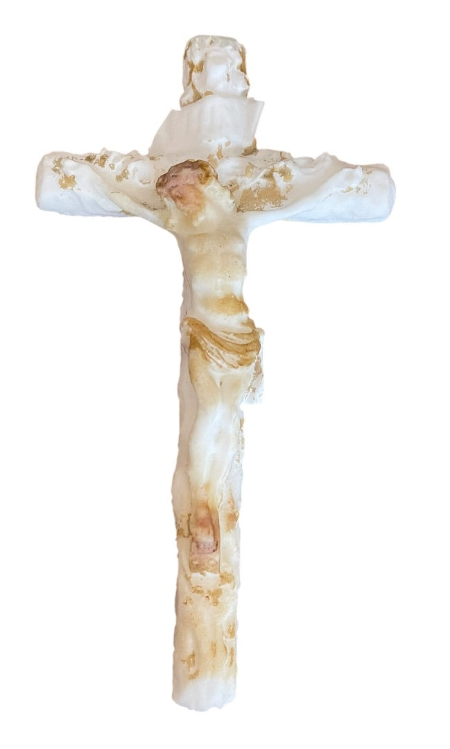 Unique Plaster Mold Crucifix Jesus on the Cross 13.5 x 7.5"