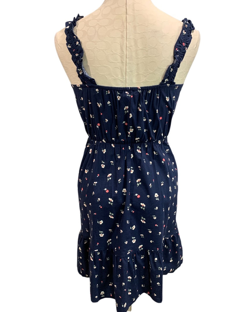 XS Banana Republic New Dress Navy Blue Floral Sundress Banded Waist