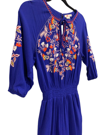 Size 6 Boden Womens Natalie Embroidered Boho Jumpsuit Royal Blue