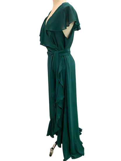 2XL Shein Curve Womens Emerald Green Chiffon Maxi Wrap Dress