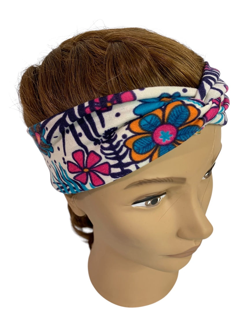 Lot of 5 Fabric Headbands Adult Soft Floral Vibrant Color