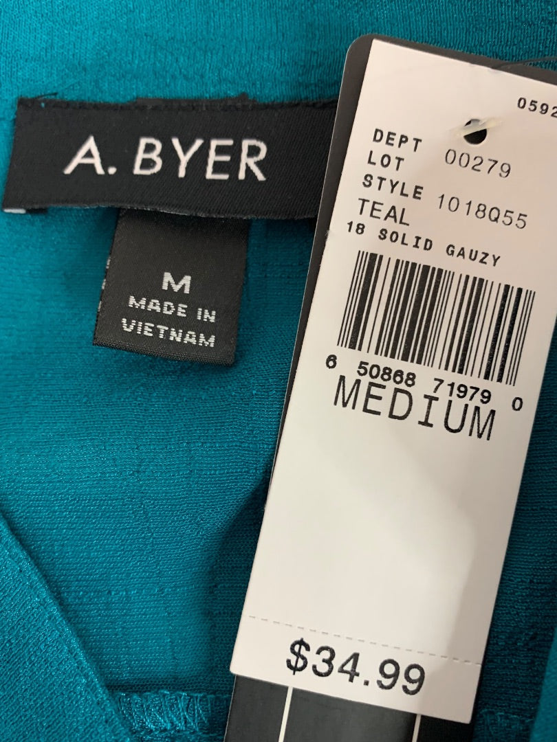 Medium A.Byer Womens New Teal Tunic Blouse Shirt Belted