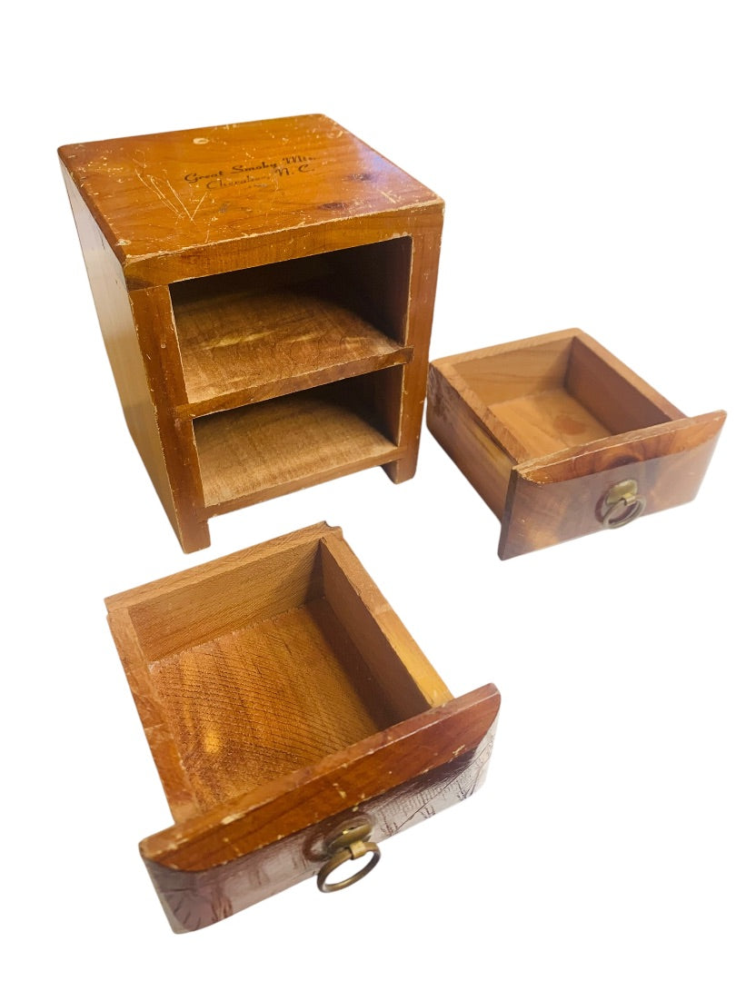 Small Trinket Jewelry Box Great Smoky Mts 2 Drawer 3.75 Inches High
