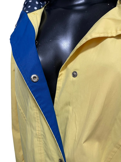 XL Neyelle Lined Womens Hooded Snap Closure Raincoat Pockets Yellow