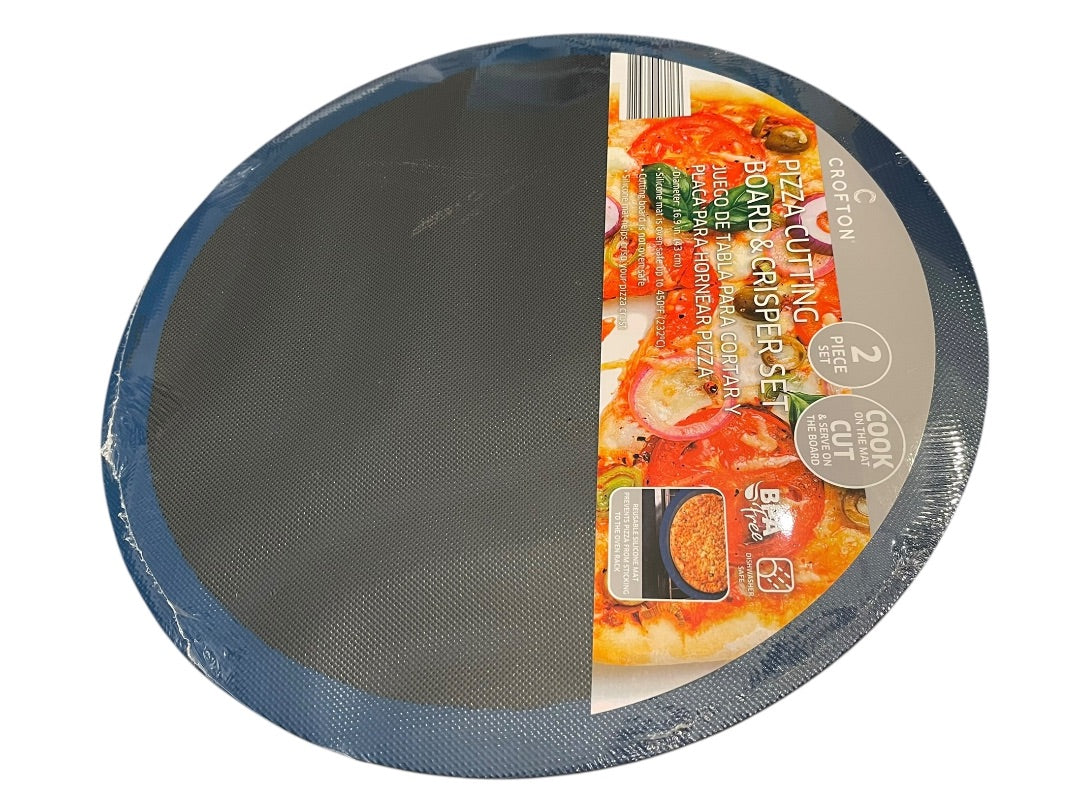 Crofton Pizza Cook and Cut Pizza Set Silicone Mat New 16.9 Inch