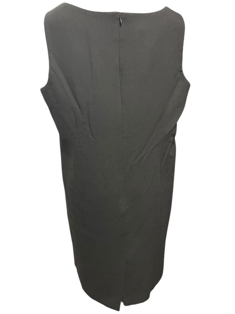 16W Talbots Woman Sleeveless Zipper Midi Sheath Dress Lined Wool Sleeveless Black