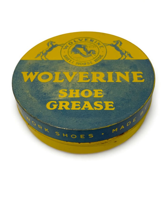 1950s Wolverine Shoe Grease Tin Decor Rockford Michigan 2.75" Diameter