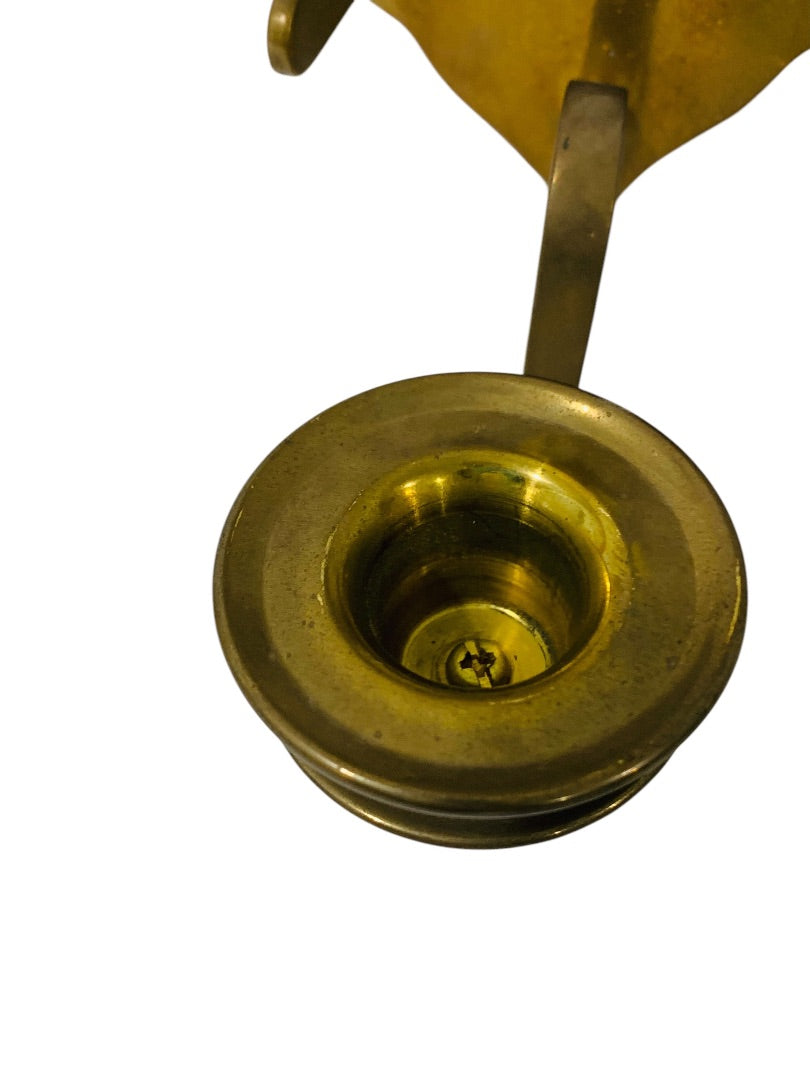MidCentury Brass Wall Mounted Sconce Single Candle Holder Spearhead