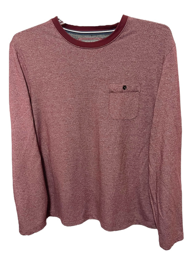 Large Michael Bastian Long Sleeve Pocket Mens Crew Neck Red Heather