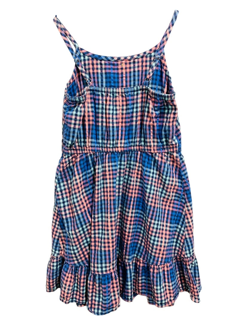 Large (10/12) So Girls Checked Sudress Blue Pink Ruffle Hem