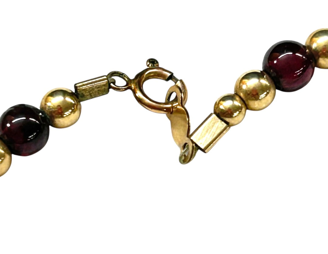 Goldtone Purple Beaded Bracelet Spring Clasp 7 Inch