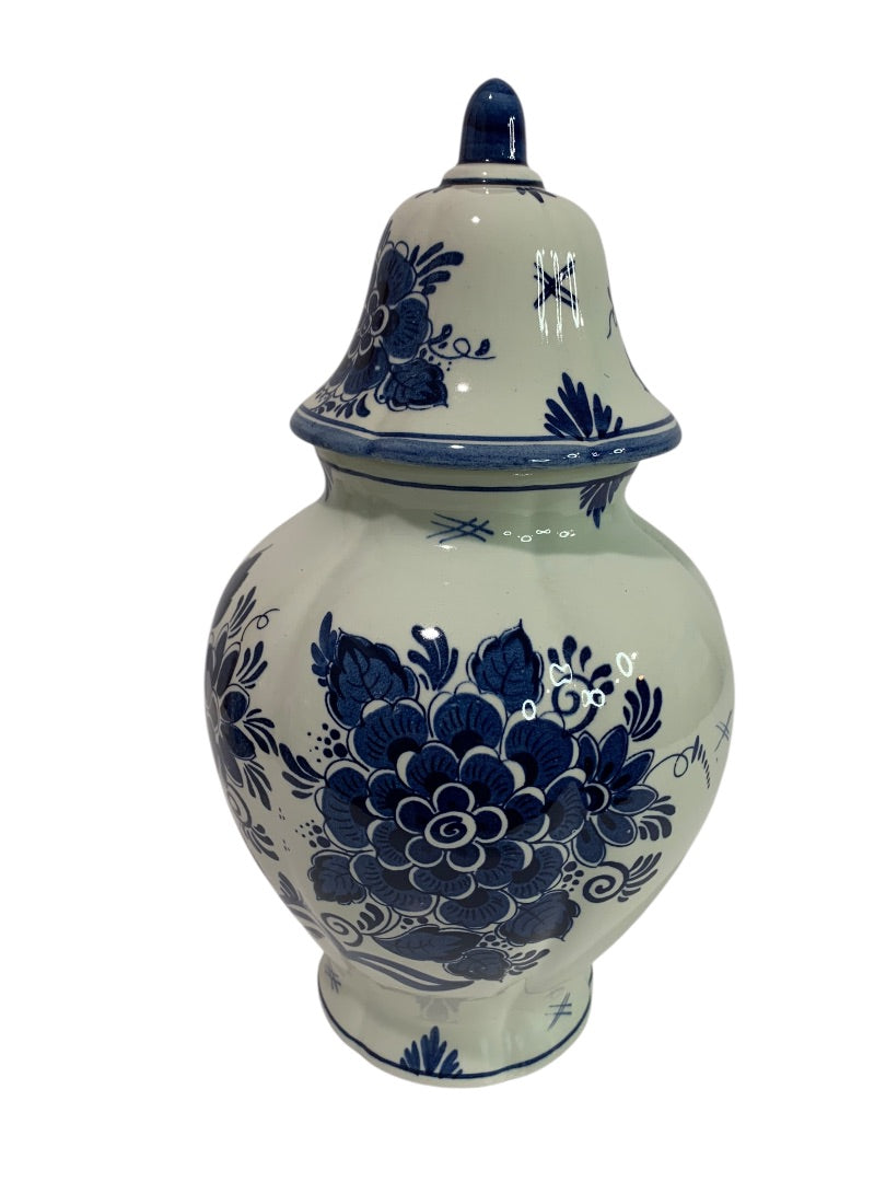 Blauw Delft by Distel Large Ginger Jar with Lid 11.5 Inches High Vintage