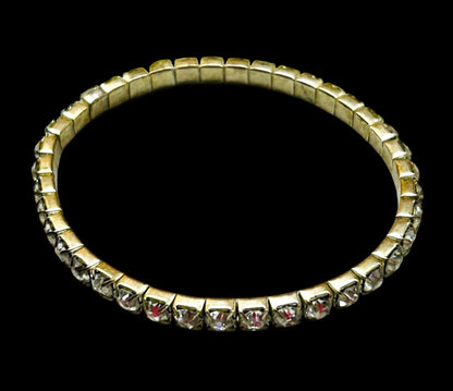 Goldtone Rhinestone Stretch Bracelet Costume Jewelry Stretchy