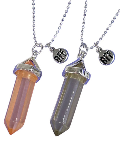 Claires New Set of 2 Crystal Necklaces Pink Gray