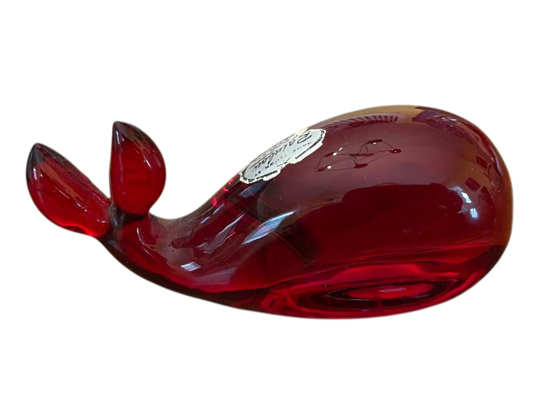 Vintage Rainbow Hand Blown Glass Whale Red Huntington West Virginia Sticker