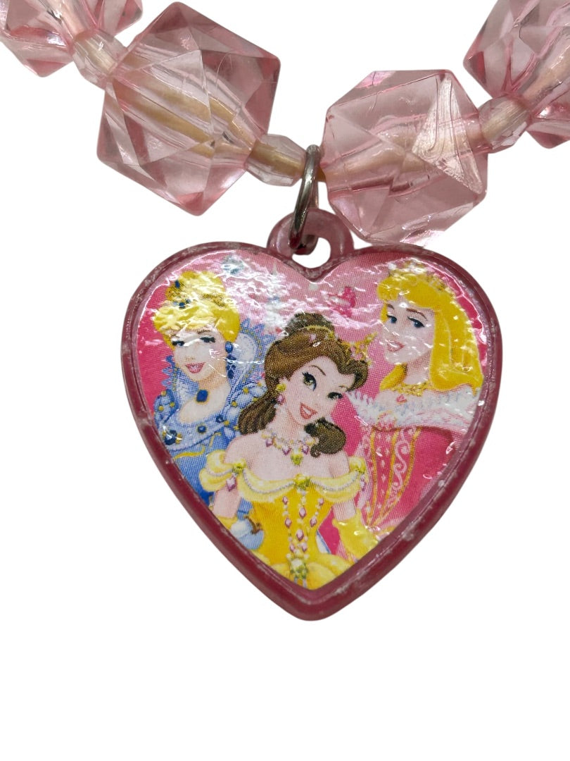 Acrylic Stretch Bracelet Princess Heart Charm Faceted Square Pink